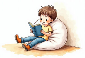 мальчик читает книгу